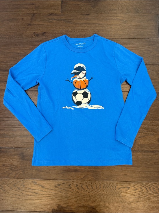Crewcuts Other - Crewcuts Bright Blue Long-Sleeve Snowman Sports Tee Size Large 10/11 - C1-354